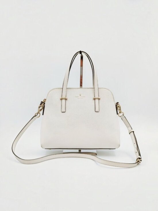 kate spade Handbags - Kate Spade New York Cream Saffiano Leather Satchel Shoulder Bag Crossbody